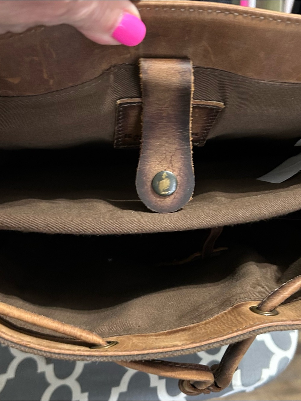 STS Ranchwear Brown, White & Black Cowhide Leather Backpack Laptop Bag - Picture 5 of 5